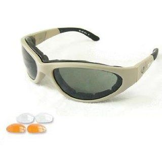 Body Specs Sunglasses Goggles BSG Desert Sand Frame with Gray, Light Rust, and Clear 3 Lens Set Clothing