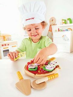 wooden handmade pizza play food by nest