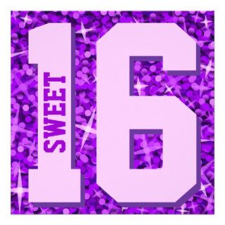 Glitz Purple 'Sweet 16' invitation square