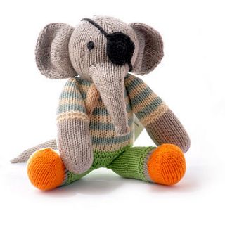 hand knitted elephant soft toy by chunkichilli