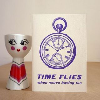 'time flies' pocketwatch anniversary card by mr.ps