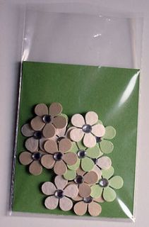 springtime green and cream hand punched flower embellishments by happynestdesign