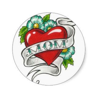 Retro Mom Tattoo Round Sticker
