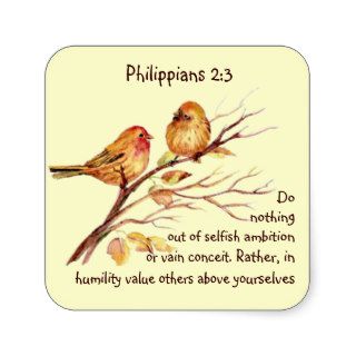 Scripture Philippians 23 Love Humility Birds Square Stickers