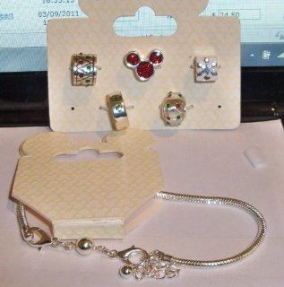 Disney Exclusive Theme Parks Edition Silver (pandora* style) Charm Bracelet & 5 Slider Disney Charms NOCs 