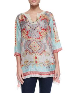 Womens Alamo Printed Silk Georgette Tunic   Johnny Was Collection