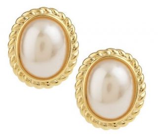 Joan Rivers Cable Border Oval Simulated Pearl Earrings —