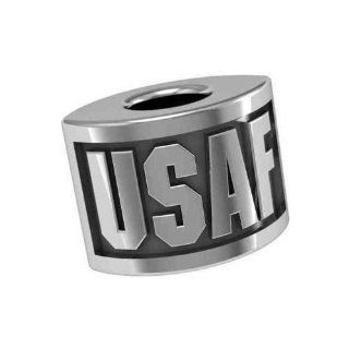 Military Armed Services Air Force USAF Bead is Made in the U.S.A. And Fits Most European Style Bracelets Including Chamilia, Biagi, Zable, Troll and More. High Quality Bead in Stock for Immediate Shipping. This Is the Highest Quality Bead on the Market and