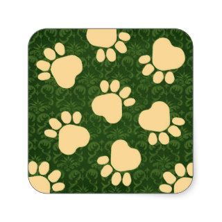 Paw Prints   Talk to the Paw Green and Yellow Square Sticker