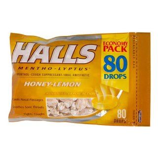 Halls Drops, Honey Lemon, 80 Count Drops (Pack of 4) Health & Personal Care