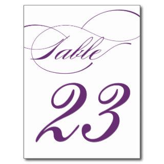 Elegant Script Table Number Postcard  Purple 520C