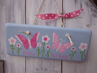 personalised butterfly door sign by giddy kipper
