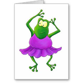 Ballerina Purple Tutu Dancing Frog Greeting Cards