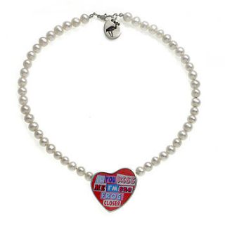 heart statement pearl necklace by very beryl