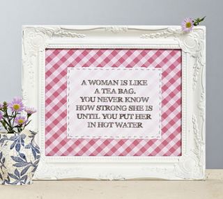 'a woman is like…' checked print by bonnie blackbird