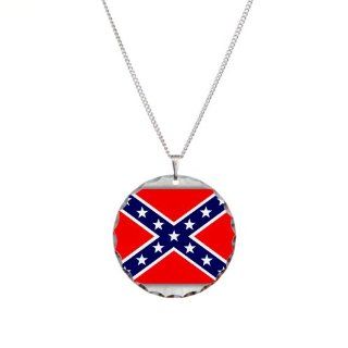 Necklace Circle Charm Rebel Confederate Flag HD Pendant Necklaces Jewelry