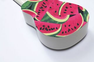 watermelon ukulele by the ukulele workshop