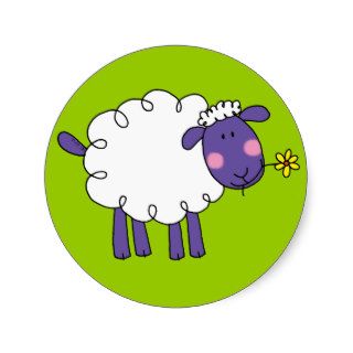 Woolly sheep round sticker