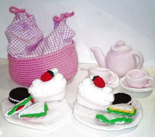 handmade knitted 16 piece tea set by ziggy pickles kids