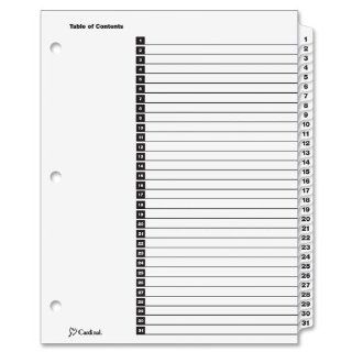 Cardinal by TOPS Products OneStep Index System, 31 Tab, Numbered, White, 1 Set (60113CB)  Binder Index Dividers 