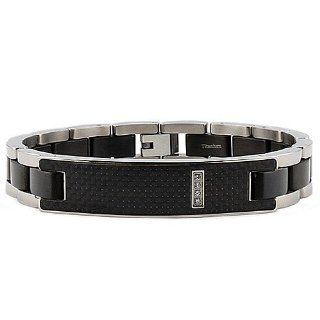 Titanium Men's ID Bracelet with Black Carbon Fiber Inlay 8.5 Inches West Coast Jewelry Jewelry