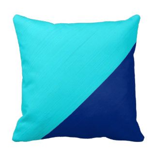 Plain aqua (cyan) and dark blue background throw pillows