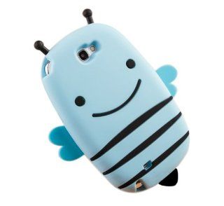 FJX 3D Cute Smile Bee Soft Silicone Skin Case Protective Cover for Samsung Galaxy Note 2 II N7100 Light Blue Cell Phones & Accessories