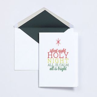 silent night letterpress christmas card by piccolo