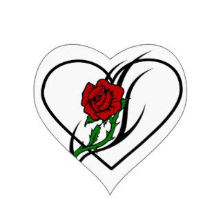 Red Rose Tattoo Heart Stickers