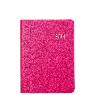 2014 Yearly Notebook, Agenda, Event & Travel Information, Genuine Goatskin Leather, 7", Pink   Appointment Books And Planners