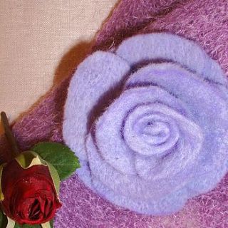 hand felted rose corsage by shy violet interiors
