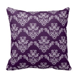 Customize vintage White damask Purple throw pillow Pillow