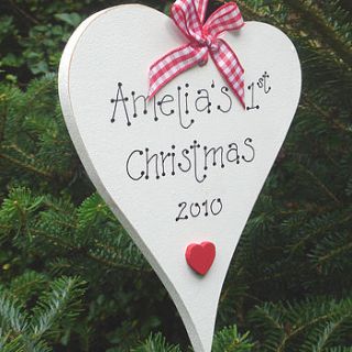personalised christmas heart decoration by little bird designs