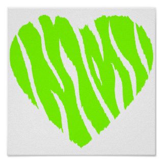 Chartreuse, Neon Green Heart Print