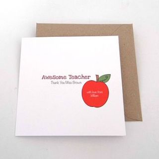 personalised thank you teacher card by gorgeous creations