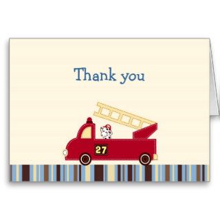 Engine 27 Fire Truck Puppy Thank You Note Cards