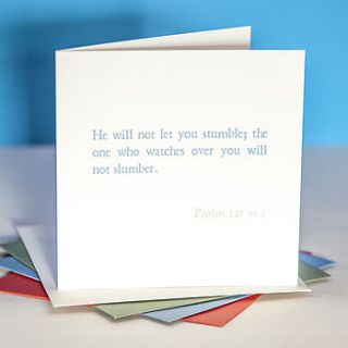 'he will not slumber' bible verse card by belle photo ltd
