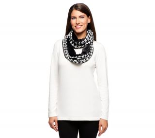 Joan Rivers Houndstooth and Faux Fur Infinity Scarf —
