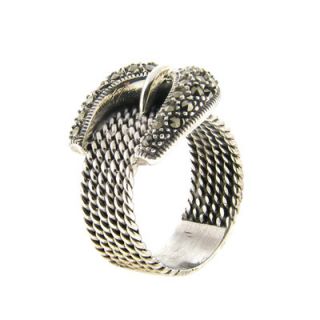 GemJolie Sterling Silver Marcasite Cable Design Buckle Ring