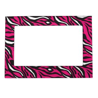 Animal Print, Zebra Stripes   Pink White Black Picture Frame Magnet