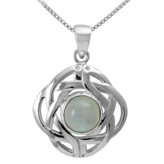 Sterling Silver 'Classic Celtic Knot' Round Natural Moonstone Necklace (Thailand) Necklaces