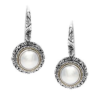 18k Gold and Sterling Silver Mabe Pearl Fashion Earrings (9.4 mm) Pearl Earrings