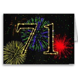 71st Birthday card with fireworks