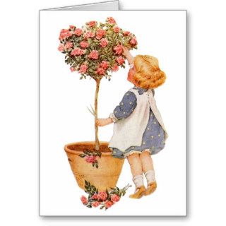 Child Tending Flowers Card