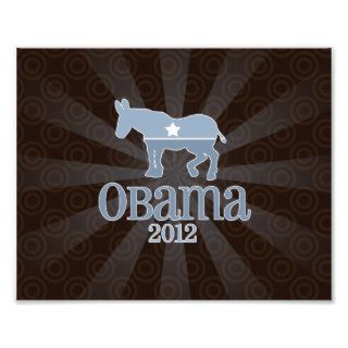 Obama 2012 Cute Blue Donkey Photo Print