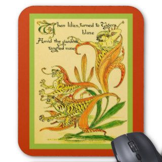 Tiger Lilies  ~ Vintage Art Nouveau Print Mouse Pads