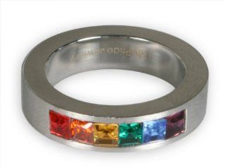 Rainbow Pride Steel and CZ Mens Ring Jewelry