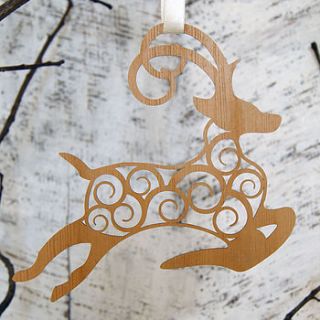 hanging flying reindeer christmas decoration by urban twist