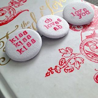 personalised valentines badge by reddandbrown