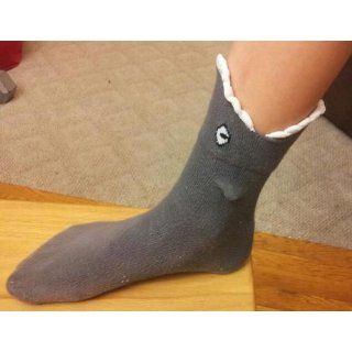 Shark Bite 3 Dimensional Trouser Socks by Foot Traffic One Size (Women's Shoe Sizes 4 10) Clothing